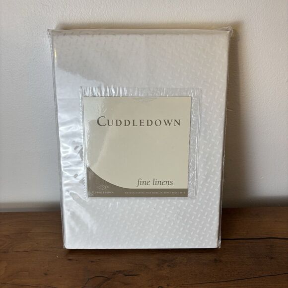 CUDDLEDOWN 400 Thread Count Fitted Sheet Twin, White Riso Jacquard Combed Cotton - Picture 1 of 5